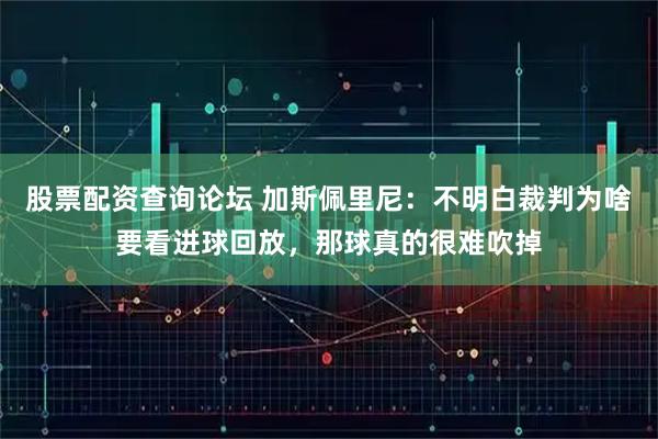 股票配资查询论坛 加斯佩里尼：不明白裁判为啥要看进球回放，那球真的很难吹掉